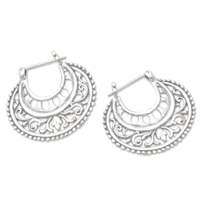 Sterling silver hoop earrings, 'Subtle Curves' - Balinese Sterling Silver Hoop Earrings