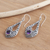 Amethyst dangle earrings, 'Kawung Butterfly' - Butterfly Motif Amethyst Dangle Earrings