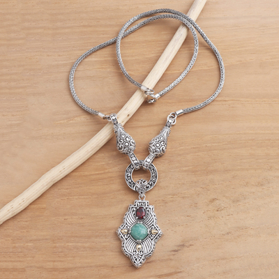 Sterling silver Amazonite necklace gemstone pendant