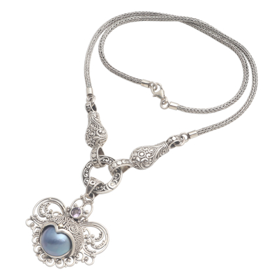 Collar con colgante de perlas mabe cultivadas y amatista - Collar Corazón de Perla Mabe Cultivada y Amatista