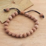 Beaded bracelet, 'Chakra Beauty' - Handmade Beaded Cow Bone Bracelet from Bali