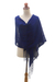 Natural indigo dyed cotton shawl, 'Midnight Indigo' - Hand Woven All Cotton Shawl in Dark Indigo (image 2a) thumbail