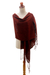 Hand woven cotton shawl, 'Ceriops Royal Rust' - Dark Rust Hand Spun and Woven Cotton Shawl (image 2a) thumbail