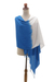 Natural dyes hand woven rayon shawl, 'Night and Day' - Blue and White Hand Crafted Rayon Shawl (image 2a) thumbail