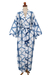 Natural dyes hand woven cotton robe, 'Web of Life' - Natural Indigo and White Print All Cotton Kimono (image 2a) thumbail