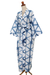 Natural dyes hand woven cotton robe, 'Web of Life' - Natural Indigo and White Print All Cotton Kimono (image 2c) thumbail