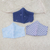 Cotton face masks, 'Sky Inspiration' (set of 3) - 3 Filter Pocket Double Cotton Print Masks in Blue Shades (image 2d) thumbail
