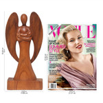 Wood sculpture, 'Guardian Angel' - Hand Carved Wood Angel and Baby Sculpture