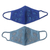 Beaded cotton face masks, 'Glamorous Blues' (pair) - 2 Beaded Embroidered Cotton Face Masks in Blue Shades thumbail