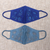 Beaded cotton face masks, 'Glamorous Blues' (pair) - 2 Beaded Embroidered Cotton Face Masks in Blue Shades