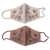 Beaded cotton face masks, 'Glamorous Tan and Ivory' (pair) - 2 Beaded Embroidered Cotton Face Masks in Tan and Ivory thumbail