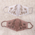 Beaded cotton face masks, 'Glamorous Tan and Ivory' (pair) - 2 Beaded Embroidered Cotton Face Masks in Tan and Ivory (image 2d) thumbail