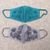 Beaded cotton face masks, 'Glamorous Grey and Turquoise' (pair) - 2 Beaded Embroidered Cotton Face Masks in Gray and Turquoise (image 2e) thumbail
