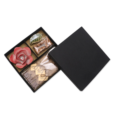 Aromatherapy boxed gift set, 'Red Rose' - Boxed Aromatherapy Incense Gift Set