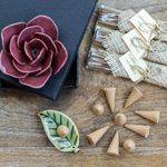 Aromatherapy boxed gift set, 'Burgundy Rose' - Incense and Ceramic Holders Gift Set