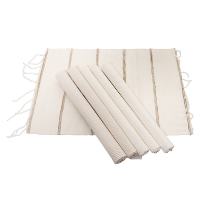 Manteles individuales de algodón y raíces aromáticas - Manteles individuales de fibra natural y algodón hechos a mano (juego de 6)