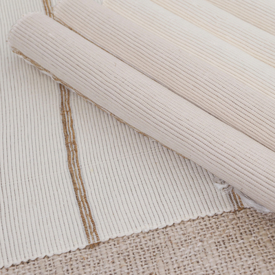 Cotton and fragrant root placemats, 'Natural Table' - Handmade Natural Fiber and Cotton Placemats (Set of 6)