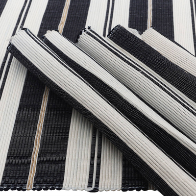 Manteles individuales de fibra natural y algodón, (juego de 6) - Manteles individuales a rayas en negro y blanco roto (juego de 6)
