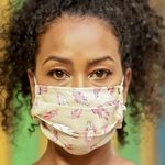 Cotton face masks 'Free as a Feather' (set of 3) - 3 Single Layer Pleated Cotton Print Elastic Loop Face Masks