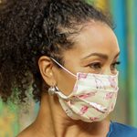 Cotton face masks 'Free as a Feather' (set of 3) - 3 Single Layer Pleated Cotton Print Elastic Loop Face Masks