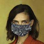 Cotton face masks, 'Versatile Blues' (set of 3) - 3 Navy Blue Print Single Layer Cotton Elastic Loop Face Mask