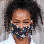 Cotton face masks 'Dreams at Midnight (set of 3) - 3 Single Layer Black Cotton Print Elastic Loop Face Masks