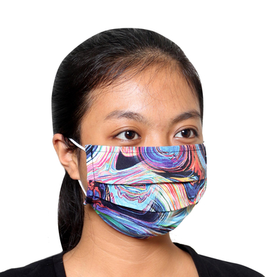 Gesichtsmasken aus Baumwolle, (3er-Set) - Drei verschiedene einlagige elastische Schlaufenmasken mit Baumwolldruck