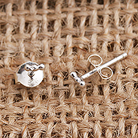 Sterling silver stud earrings, 'Spot' - Small Sterling Silver Stud Earrings