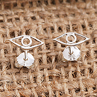 Sterling silver stud earrings, 'All Eyes' - Sterling Silver Eye Stud Earrings