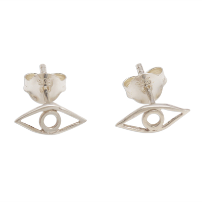 Sterling silver stud earrings, 'All Eyes' - Sterling Silver Eye Stud Earrings