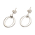 Sterling silver dangle earrings, 'Oval Track' - Sterling Silver Post Earrings with Dangling Circles