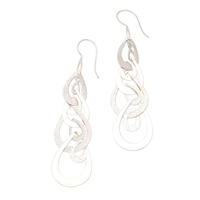 Sterling silver dangle earrings, 'Compilation of Tears' - Interlocking Sterling Silver Droplet Dangle Earrings