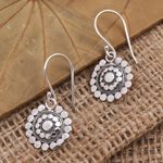 Sterling silver dangle earrings, 'Simply Dotty' - Dotted Sterling Silver Dangle Earrings from Bali