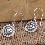 Sterling silver dangle earrings, 'Simply Dotty' - Dotted Sterling Silver Dangle Earrings from Bali