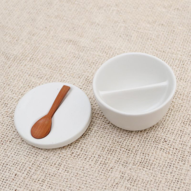 Handmade Ceramic Condiment Set with Wood Spoon (3 Pcs) - Midday Meal ...