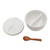 Ceramic and teak wood condiment Set, 'Midday Meal' (3 pcs) - Handmade Ceramic Condiment Set with Wood Spoon (3 Pcs) (image 2d) thumbail