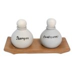 Ceramic bath accessory set, 'Shampoo and Lotion' (3 pieces) - Handmade Ceramic Shampoo and Lotion Bottles 3 Piece Set