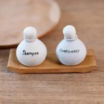Ceramic bath accessory set, 'Shampoo and Lotion' (3 pieces) - Handmade Ceramic Shampoo and Lotion Bottles 3 Piece Set