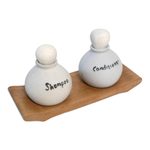 Ceramic bath accessory set, 'Shampoo and Lotion' (3 pieces) - Handmade Ceramic Shampoo and Lotion Bottles 3 Piece Set