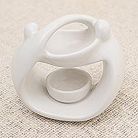 White Ceramic Sculptural Oil Warmer,'Warm Feelings'