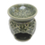 Ceramic oil warmer, 'Jepun Flowers' - Frangipani Motif Green Ceramic Oil Warmer (image 2a) thumbail
