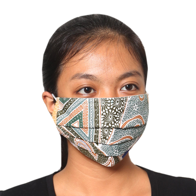 Cotton face masks, 'Island Nights' (pair) - Cotton Batik Print Pleated Nose Clip Face Masks from Bali
