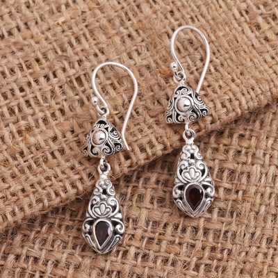Garnet dangle earrings, Traditional Treasure