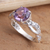 Amethyst solitaire ring, 'Must Be Love' - Amethyst and Quartz Sterling Silver Ring (image 2) thumbail