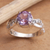 Amethyst solitaire ring, 'Must Be Love' - Amethyst and Quartz Sterling Silver Ring (image 2b) thumbail