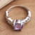 Amethyst solitaire ring, 'Must Be Love' - Amethyst and Quartz Sterling Silver Ring (image 2c) thumbail