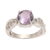 Amethyst solitaire ring, 'Must Be Love' - Amethyst and Quartz Sterling Silver Ring (image 2f) thumbail