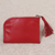Leather wallet, 'Small and Simple in Red' - Red Tasseled Leather Wallet with Zipper