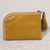 Leather wallet, 'Small and Simple in Mustard' - Red Tasseled Leather Wallet with Zipper