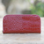 Leather wallet, 'Red Croc' - Red Embossed Leather Wallet from Bali